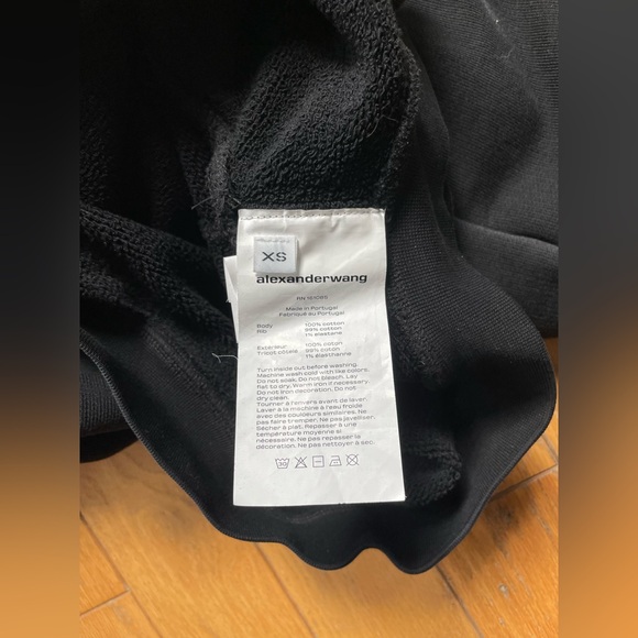 ALEXANDER WANG BLACK RED APPLE OVERSIZED FRENCH TERRY BOXY CROP ZIP HOODIE XS - Picture 5 of 5